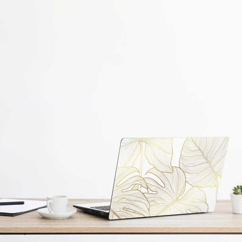 Laptop-Aufkleber goldene botanische blattzeichnung Laptop-Aufkleber goldene botanische blattzeichnung