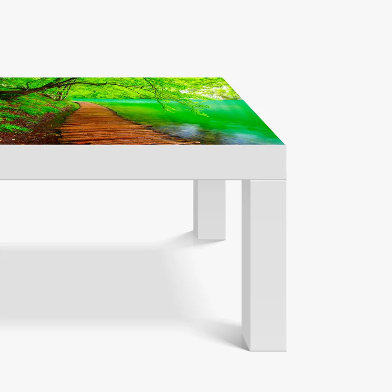 Tischaufkleber und Schreibtischaufkleber ruhiger grüner steg am see