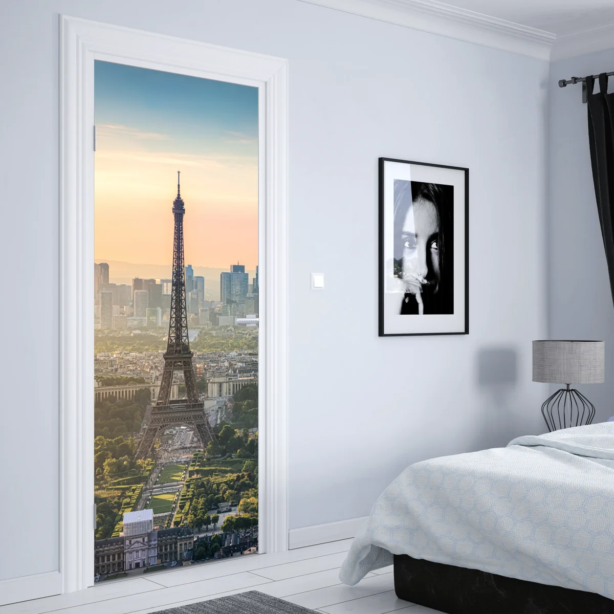 Türaufkleber Paris stadtbild bei sonnenuntergang mit dem Eiffelturm Türaufkleber Paris stadtbild bei sonnenuntergang mit dem Eiffelturm