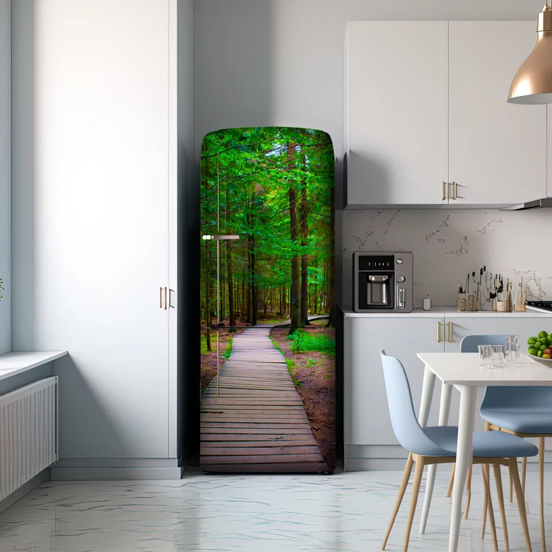 Kühlschrankaufkleber ruhiger waldsteg im grünen Kühlschrankaufkleber ruhiger waldsteg im grünen