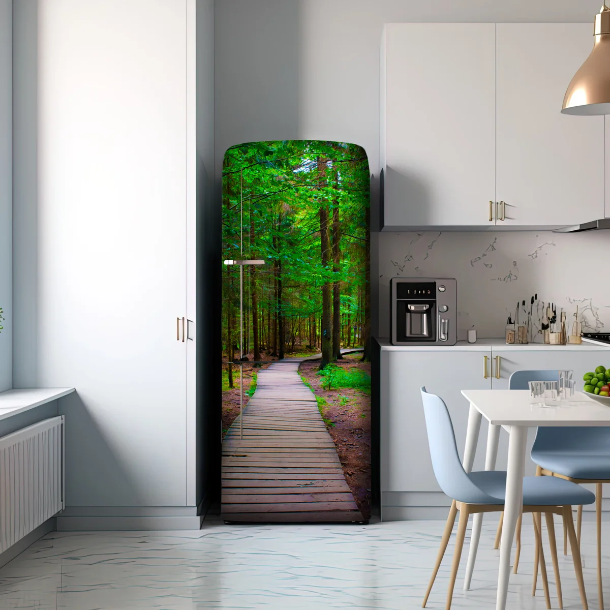 Kühlschrankaufkleber ruhiger waldsteg im grünen Kühlschrankaufkleber ruhiger waldsteg im grünen