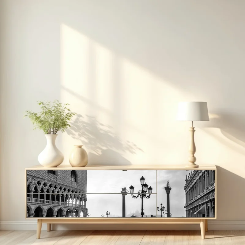 Repositionierbarer Aufkleber Markusplatz im nebel Repositionierbarer Aufkleber Markusplatz im nebel