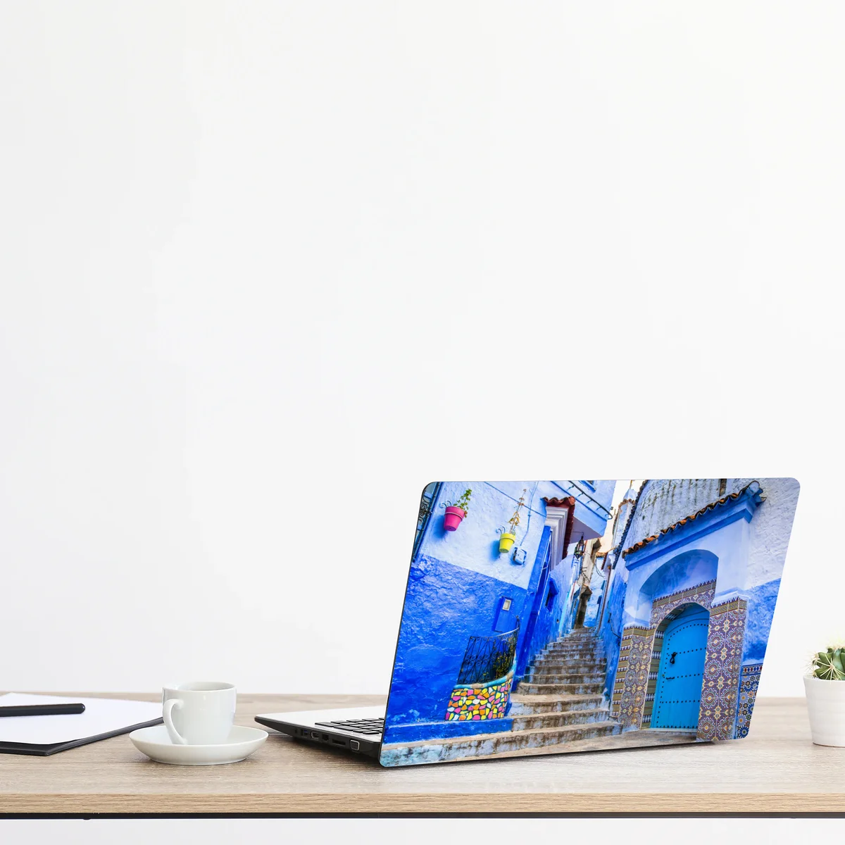 Laptop-Aufkleber blaue gasse in Chefchaouen, Marokko Laptop-Aufkleber blaue gasse in Chefchaouen, Marokko