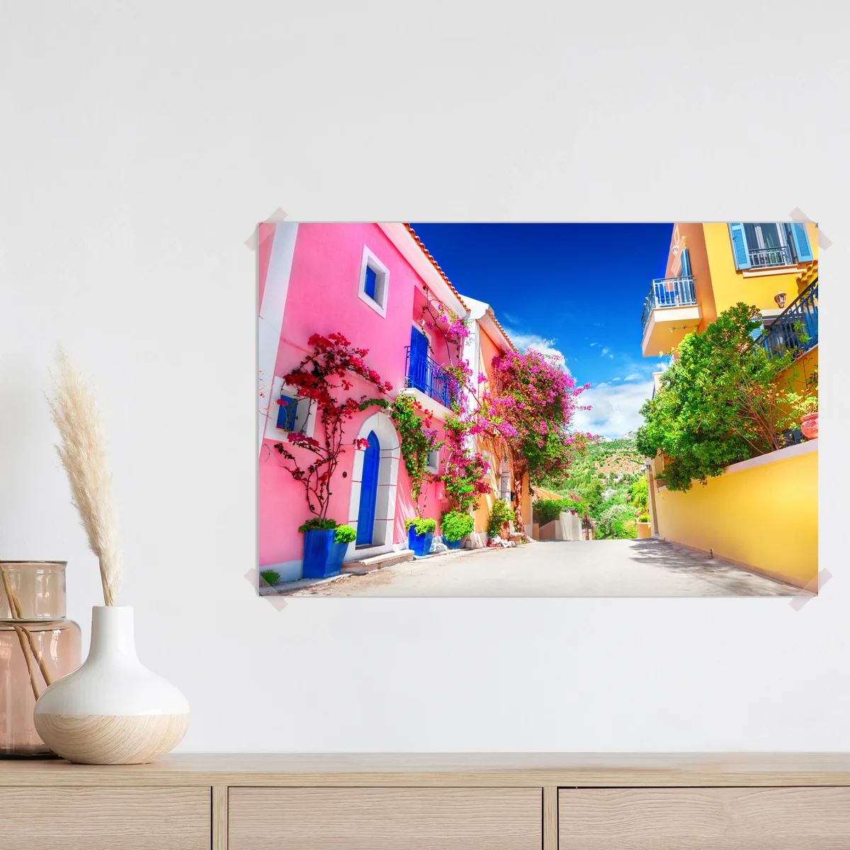 Poster bunte gasse auf Kefalonia Poster bunte gasse auf Kefalonia