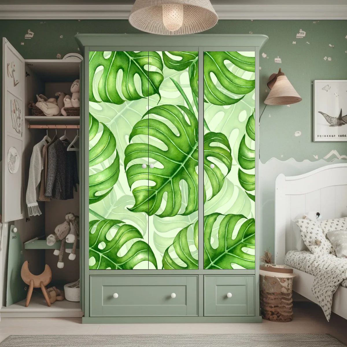 Schrankaufkleber aquarell monstera blättermuster Schrankaufkleber aquarell monstera blättermuster