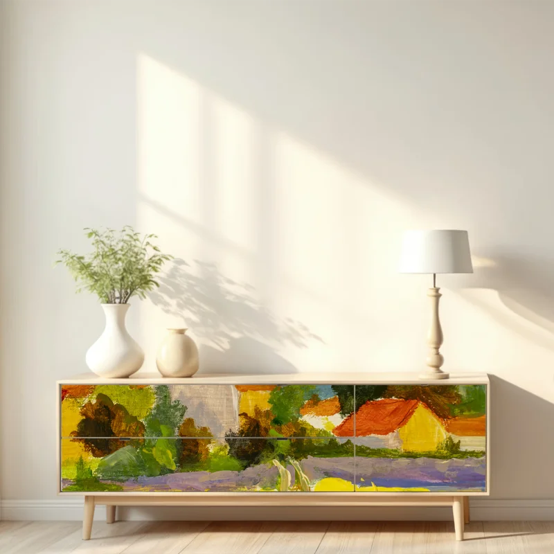 Repositionierbarer Aufkleber lavendelfelder bei sonnenuntergang