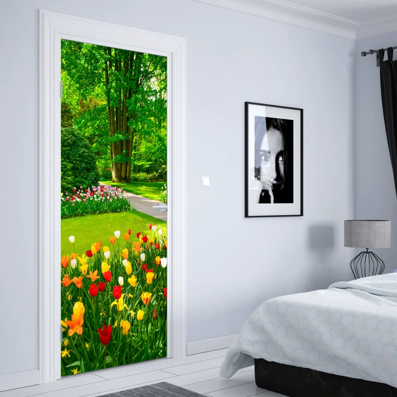 Türaufkleber lebendiger tulpengarten in Keukenhof Türaufkleber lebendiger tulpengarten in Keukenhof