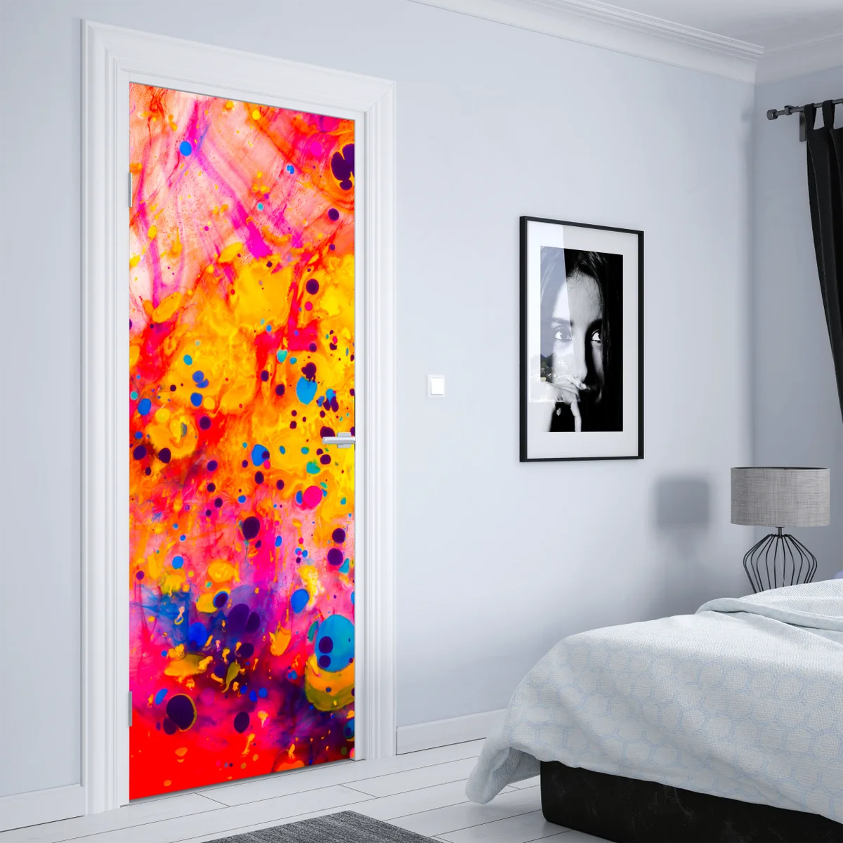 Türaufkleber ebru marmorierung abstrakt in lebendigen farben Türaufkleber ebru marmorierung abstrakt in lebendigen farben