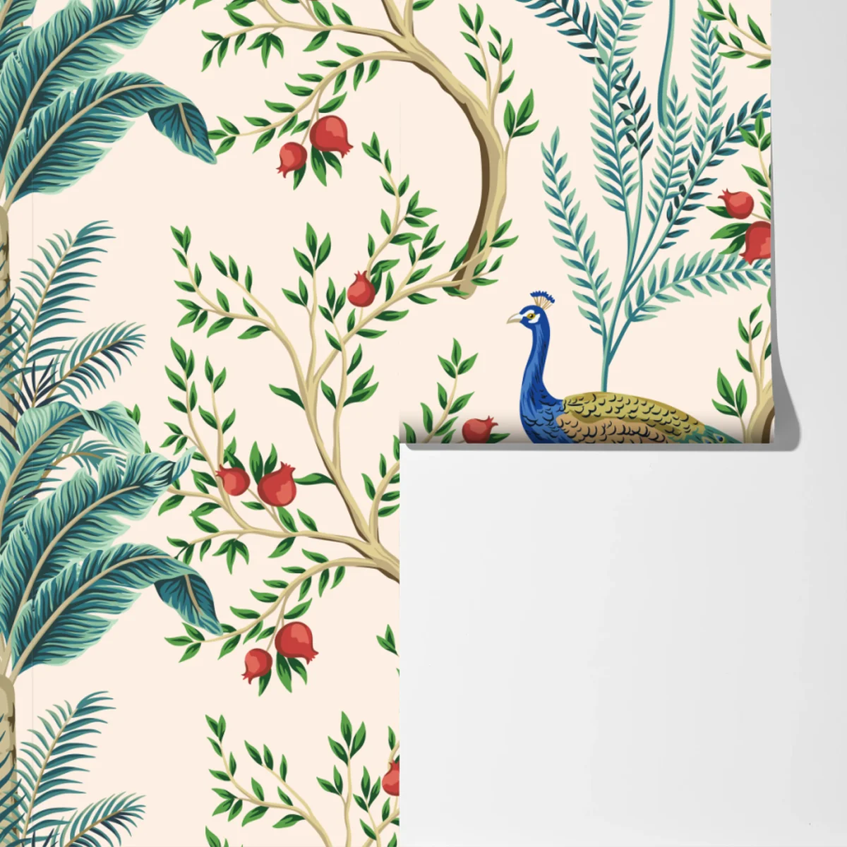 Fototapete pfau zwischen granatästen Fototapete pfau zwischen granatästen