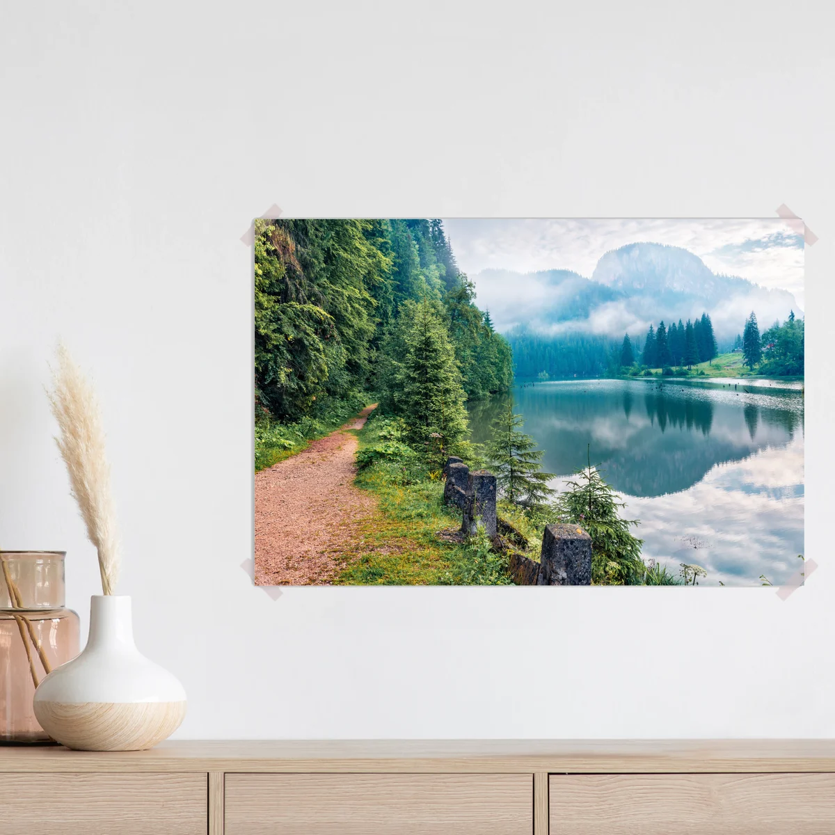 Poster nebliger morgen am Lacu Rosu Poster nebliger morgen am Lacu Rosu