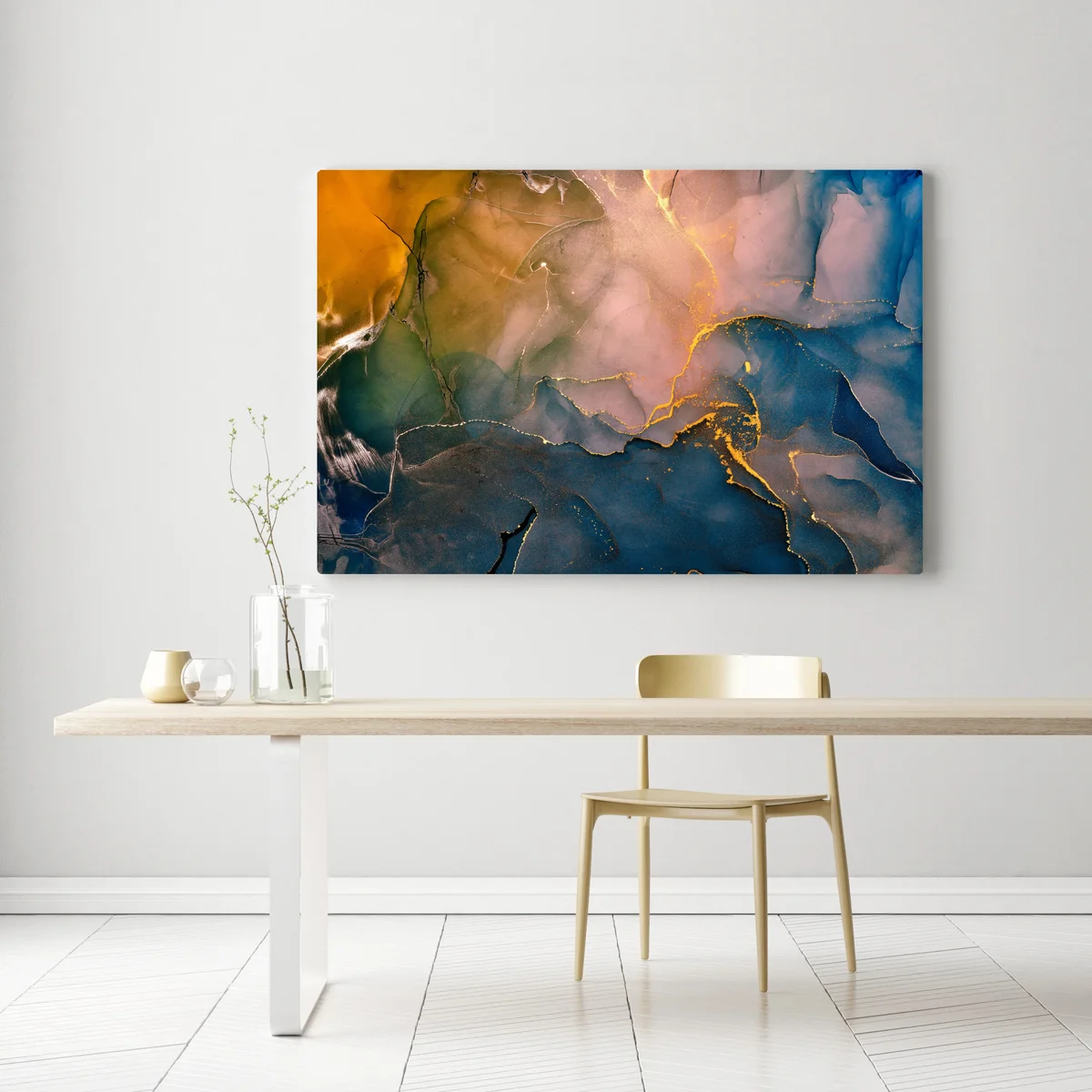 Leinwandbild blaues und goldenes abstraktes marmormotiv Leinwandbild blaues und goldenes abstraktes marmormotiv