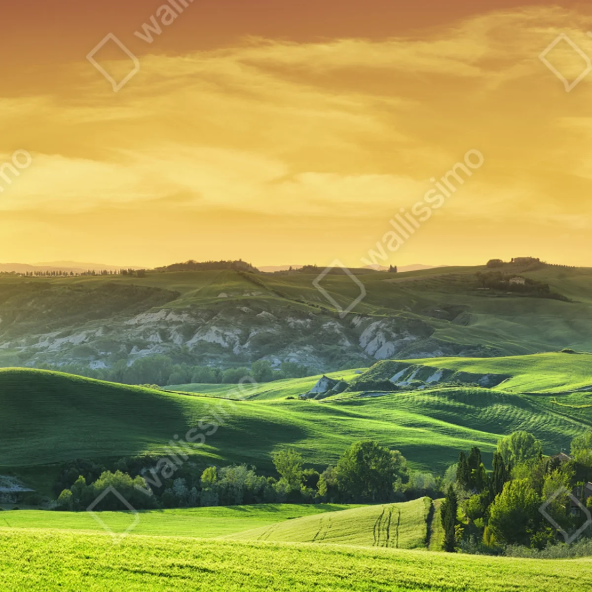 Tischaufkleber und Schreibtischaufkleber Toskana hügel im sonnenuntergang • Tischaufkleber bei Wallnifity® Tischaufkleber und Schreibtischaufkleber Toskana hügel im sonnenuntergang • Tischaufkleber bei Wallnifity®