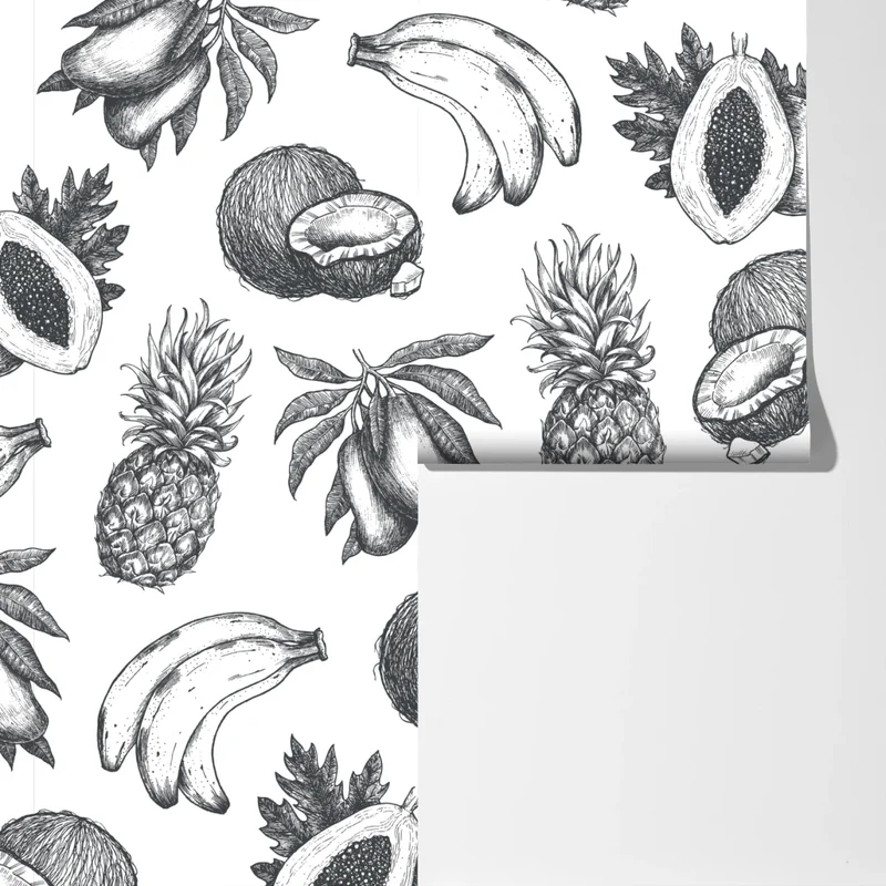 Fototapete handgezeichnetes muster tropischer früchte Fototapete handgezeichnetes muster tropischer früchte