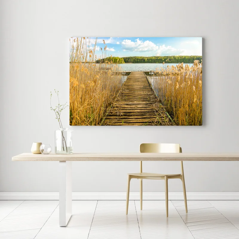 Leinwandbild hölzerner steg zum ruhigen see Leinwandbild hölzerner steg zum ruhigen see