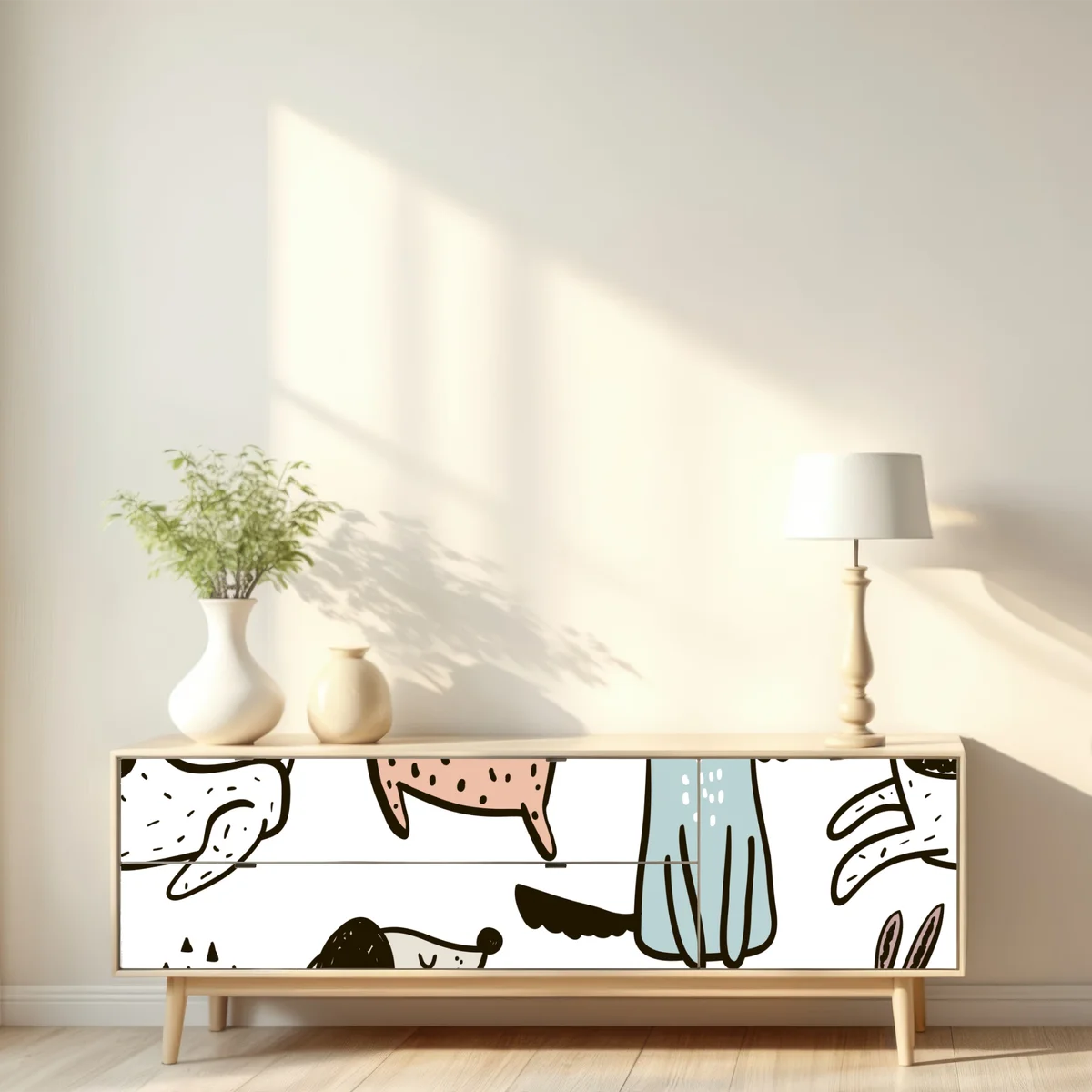 Repositionierbarer Aufkleber verspieltes pastell hunde muster Repositionierbarer Aufkleber verspieltes pastell hunde muster