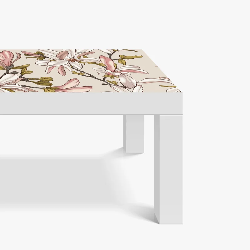 Tischaufkleber und Schreibtischaufkleber pastell magnolien auf beigem grund