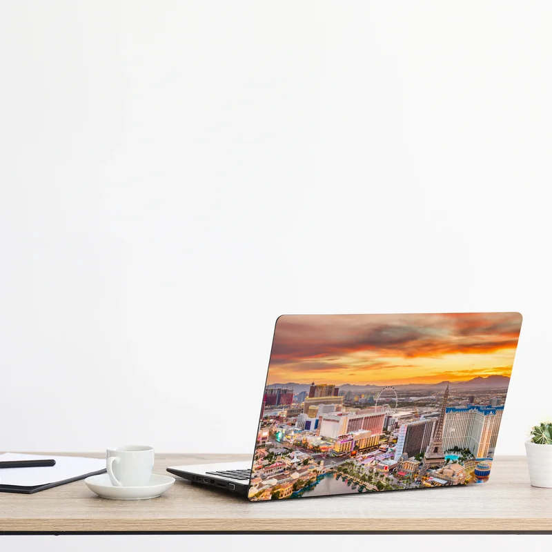 Laptop-Aufkleber Las Vegas skyline bei sonnenuntergang