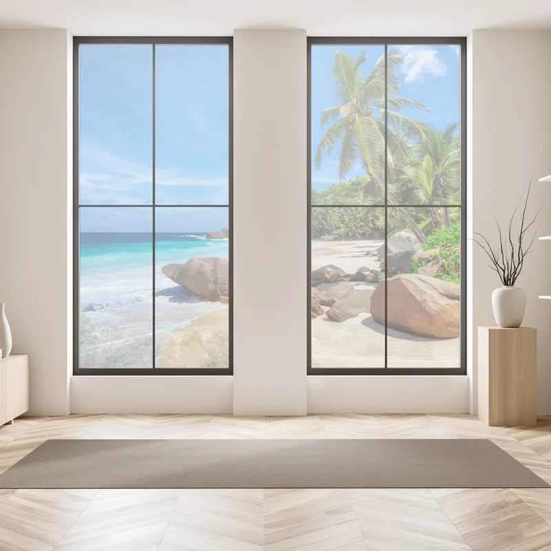 Fensteraufkleber tropischer palmenstrand Fensteraufkleber tropischer palmenstrand