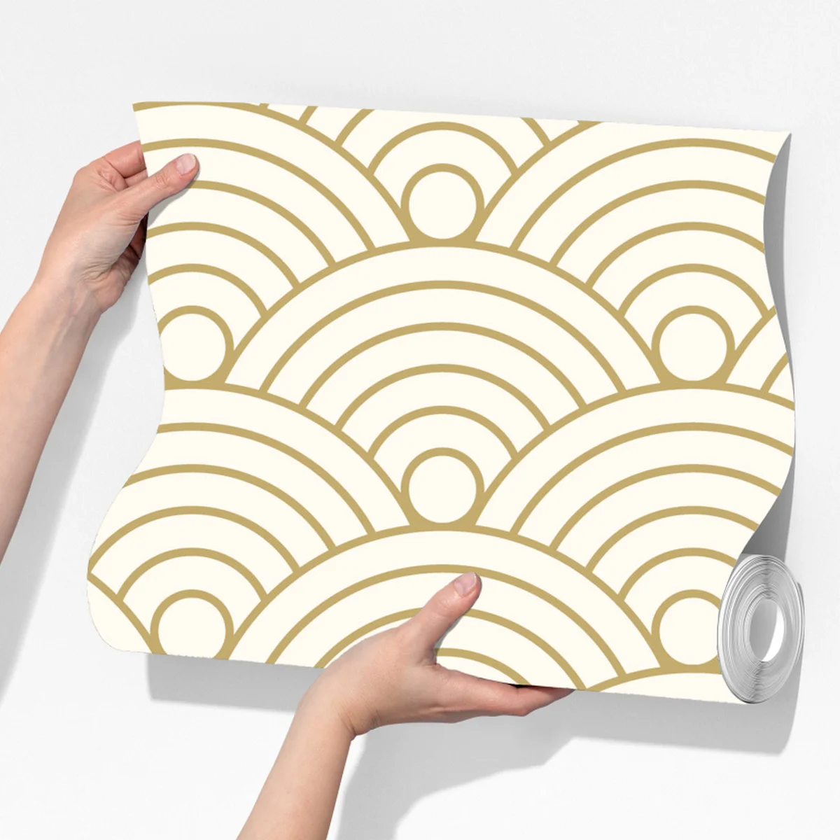 Fototapete goldenes seigaiha wellenmuster Fototapete goldenes seigaiha wellenmuster