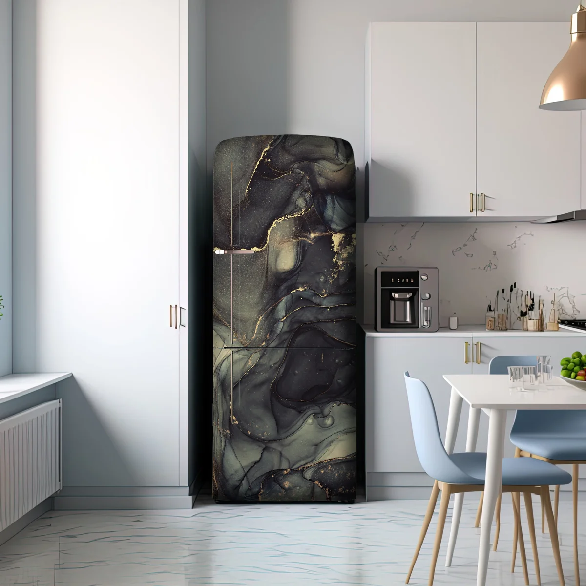 Kühlschrankaufkleber luxuriöse abstrakte alkoholtinten-kunst mit goldenen adern Kühlschrankaufkleber luxuriöse abstrakte alkoholtinten-kunst mit goldenen adern