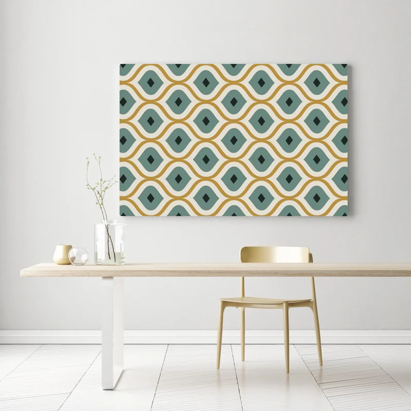 Leinwandbild türkis-goldenes geometrisches ornament Leinwandbild türkis-goldenes geometrisches ornament