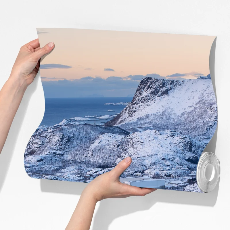 Fototapeta zimowy widok lotniczy portu Svolvaer, Norwegia Fototapeta zimowy widok lotniczy portu Svolvaer, Norwegia