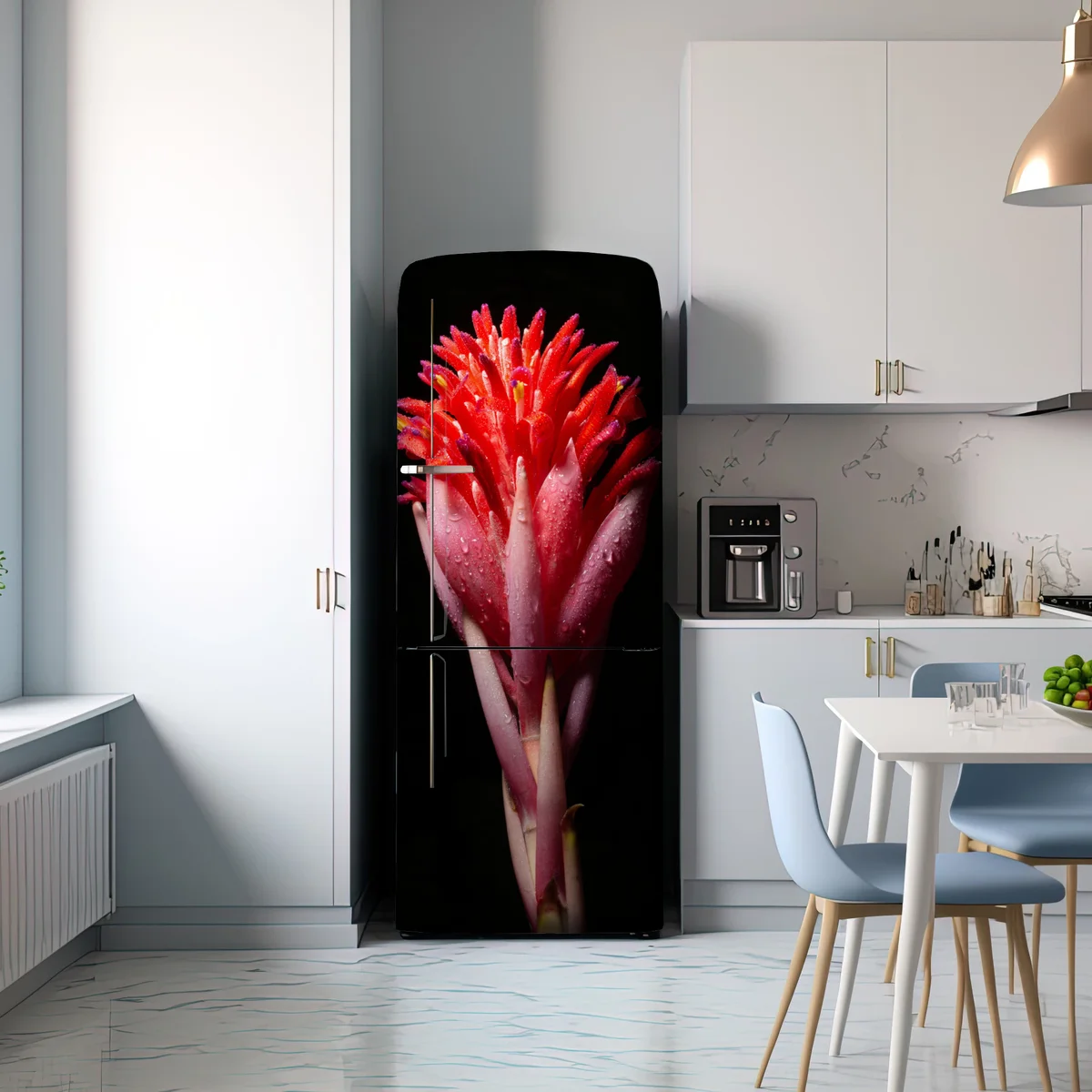 Kühlschrankaufkleber leuchtende rosa blüte vor schwarzem hintergrund Kühlschrankaufkleber leuchtende rosa blüte vor schwarzem hintergrund