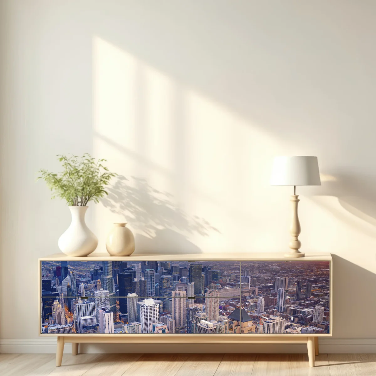 Repositionierbarer Aufkleber stadtpanorama bei sonnenuntergang Repositionierbarer Aufkleber stadtpanorama bei sonnenuntergang