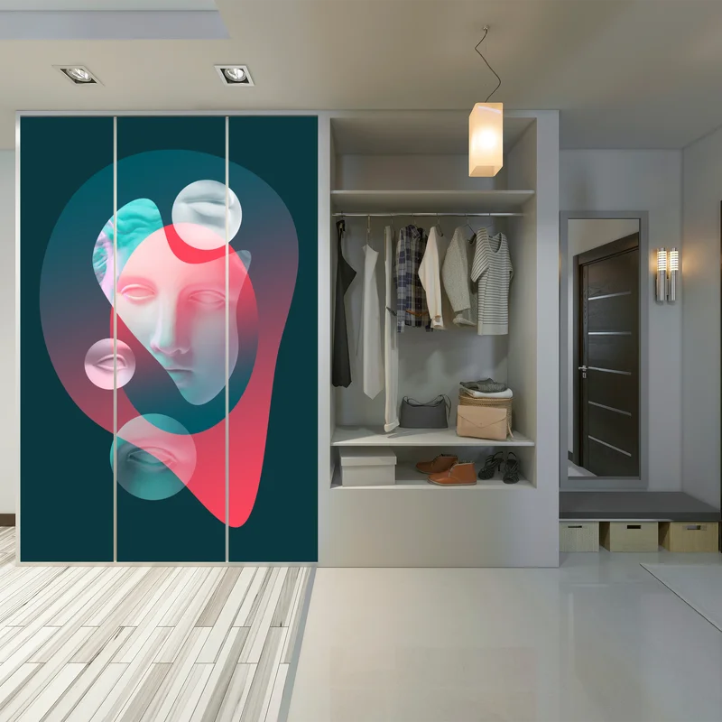 Schrankaufkleber surreales klassisches gesicht im duoton Schrankaufkleber surreales klassisches gesicht im duoton