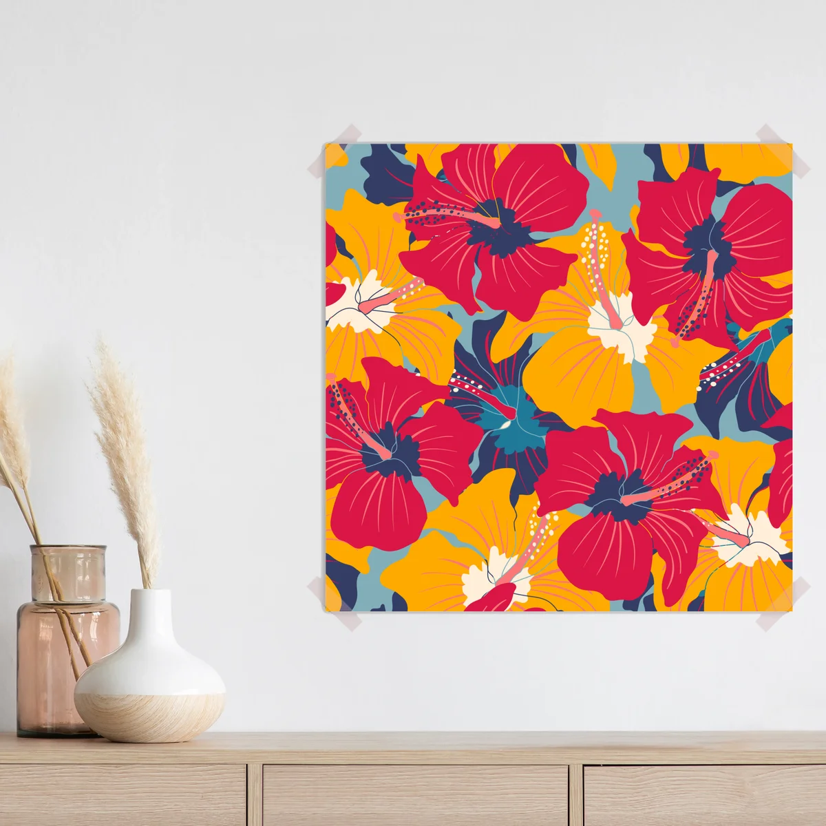 Poster lebhaftes hibiskusmuster Poster lebhaftes hibiskusmuster