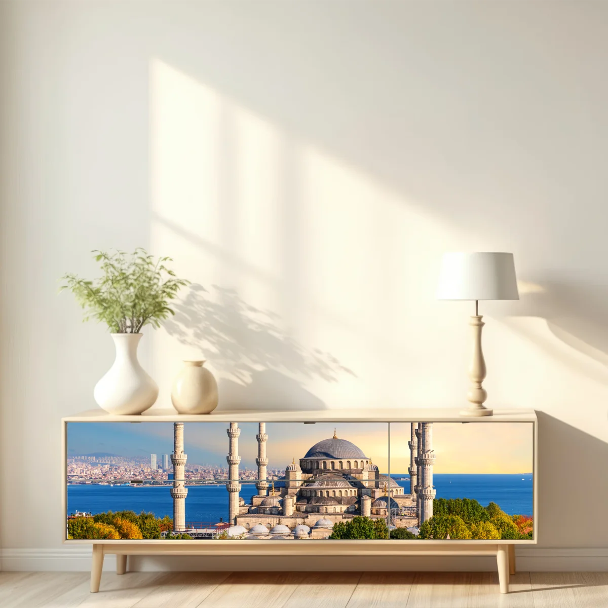 Repositionierbarer Aufkleber Istanbul mit der Blauen Moschee bei Sonnenuntergang Repositionierbarer Aufkleber Istanbul mit der Blauen Moschee bei Sonnenuntergang