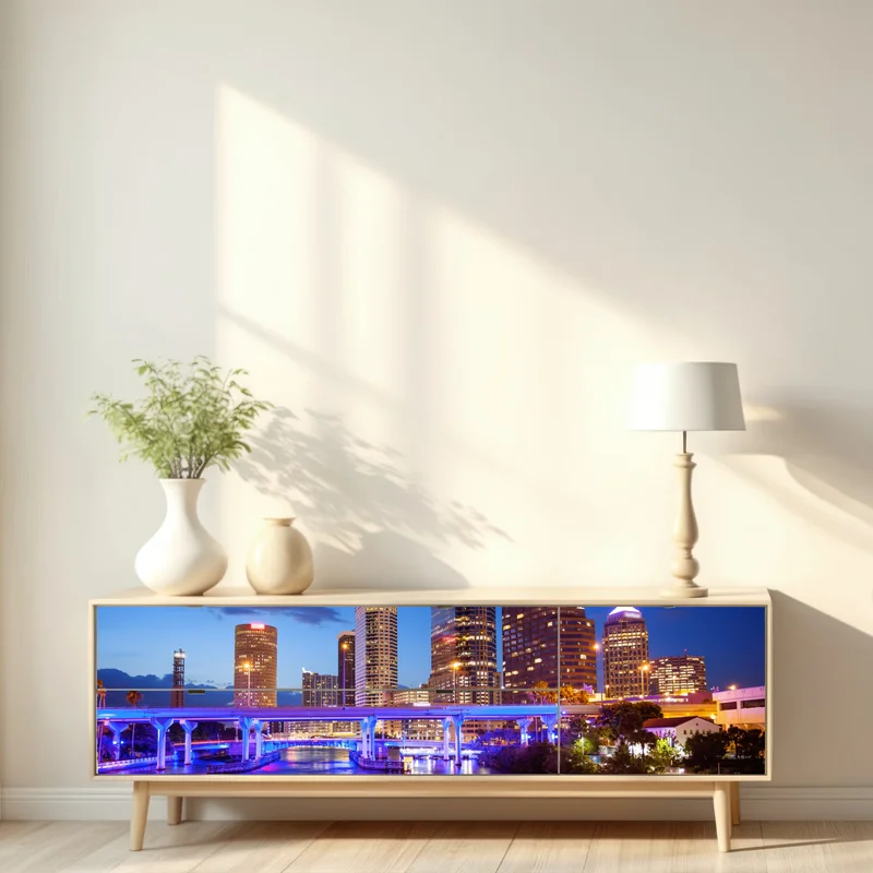 Repositionierbarer Aufkleber Tampa skyline bei nacht