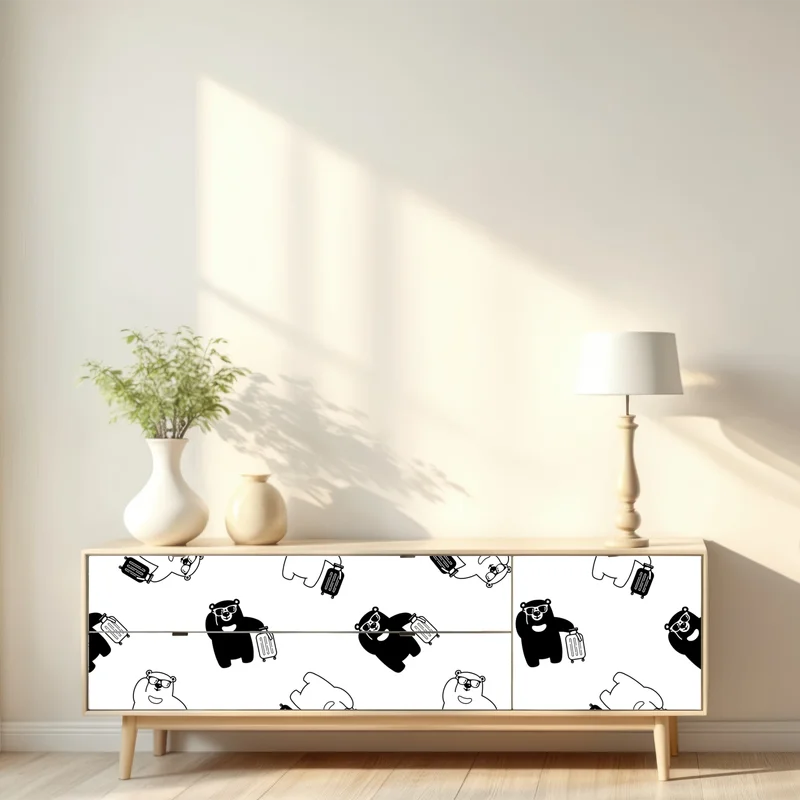 Repositionierbarer Aufkleber reisende bären muster