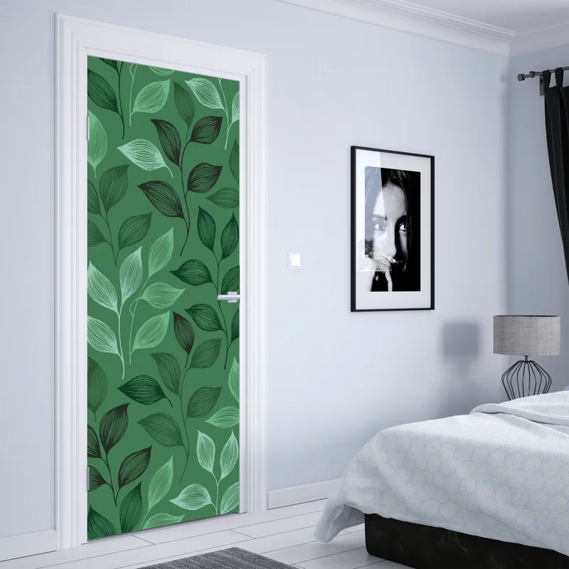 Türaufkleber grünes botanisches blättermuster Türaufkleber grünes botanisches blättermuster