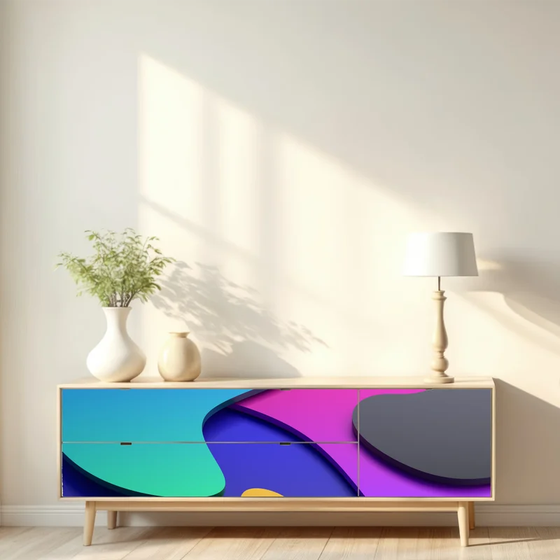 Repositionierbarer Aufkleber lebhafte abstrakte 3d-kurven Repositionierbarer Aufkleber lebhafte abstrakte 3d-kurven