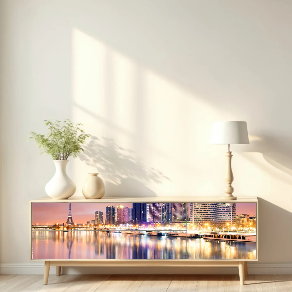 Repositionierbarer Aufkleber Paris skyline bei dämmerung Repositionierbarer Aufkleber Paris skyline bei dämmerung