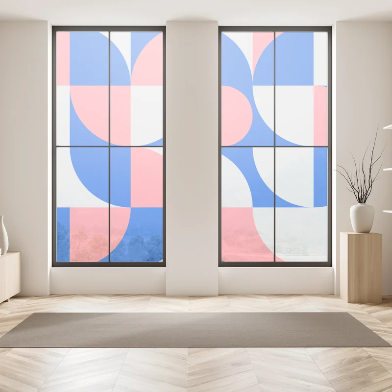 Fensteraufkleber skandinavische geometrische komposition Fensteraufkleber skandinavische geometrische komposition