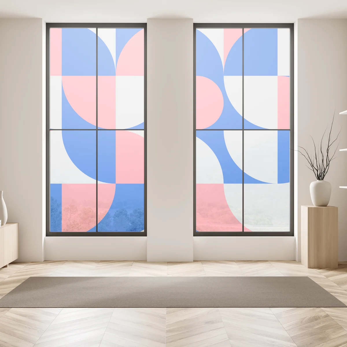 Fensteraufkleber skandinavische geometrische komposition Fensteraufkleber skandinavische geometrische komposition