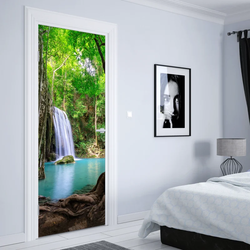 Türaufkleber ruhiger wasserfall im Erawan Nationalpark