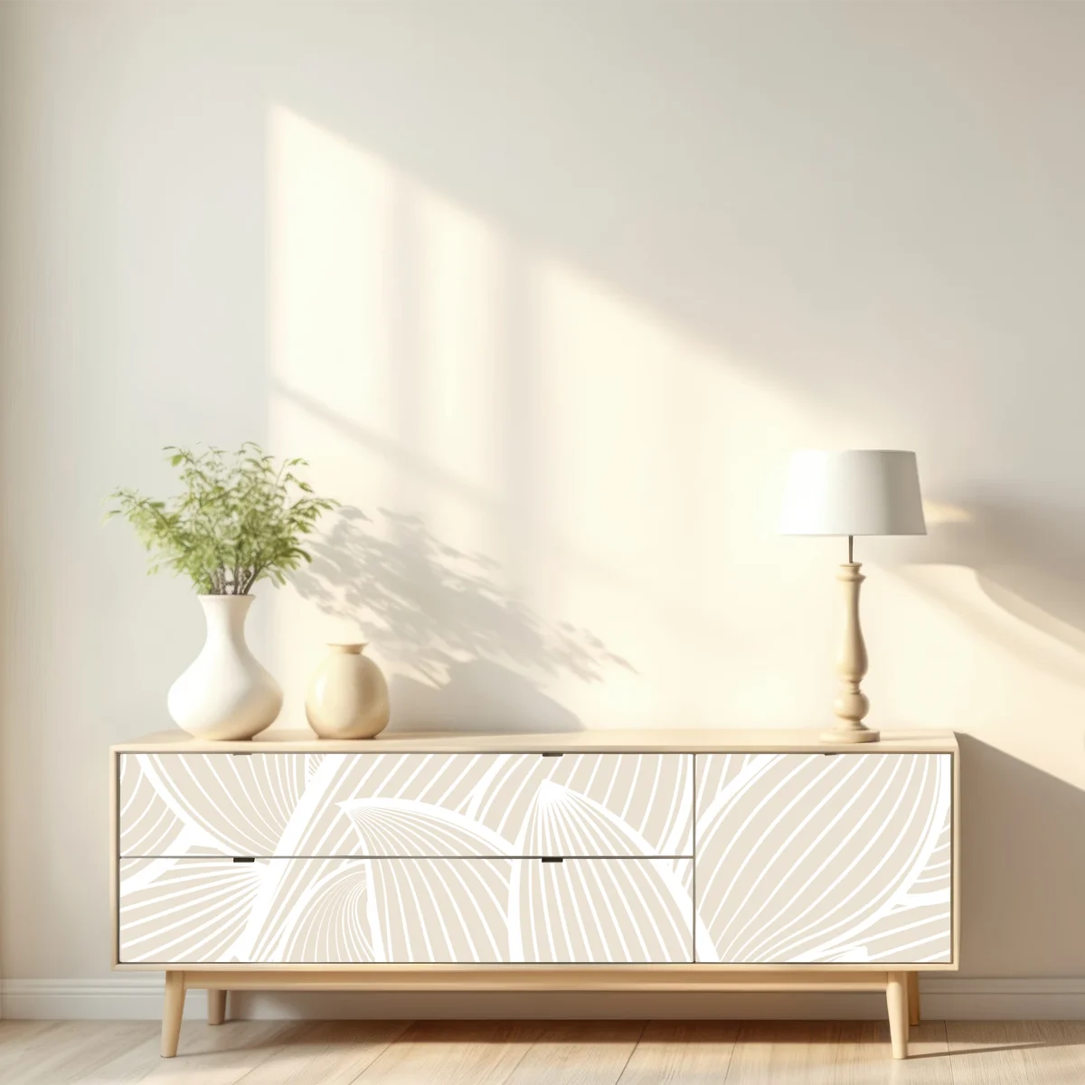 Repositionierbarer Aufkleber zartes beige botanisches muster Repositionierbarer Aufkleber zartes beige botanisches muster