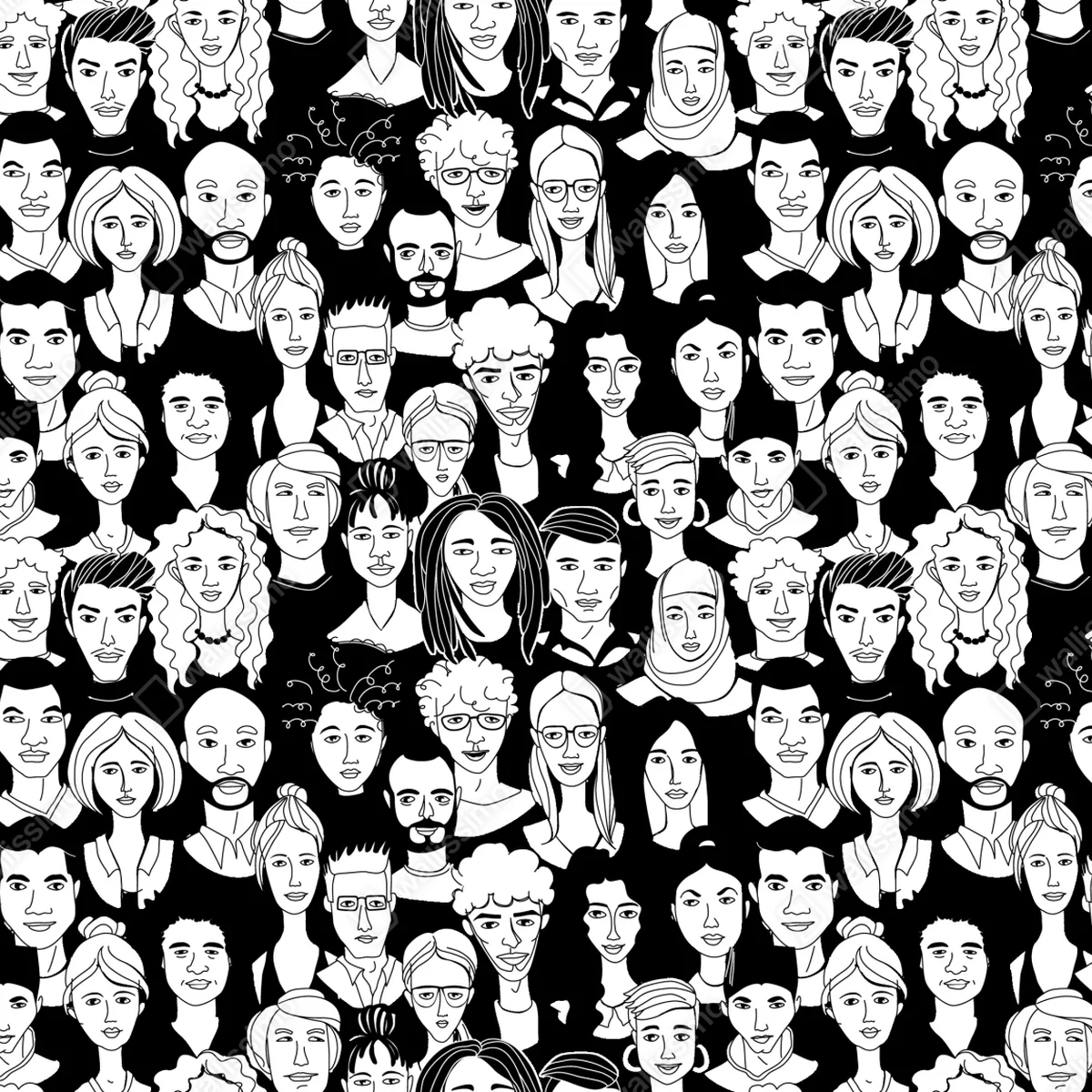 Leinwandbild muster mit vielfältigen gesichtern Leinwandbild muster mit vielfältigen gesichtern