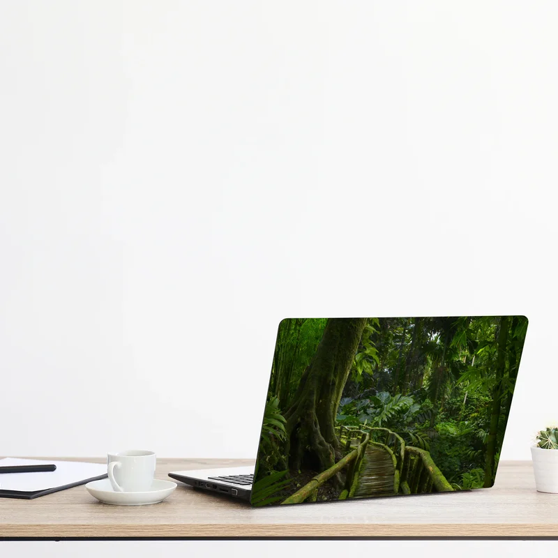 Laptop-Aufkleber ruhiger dschungelsteg durch üppigen regenwald
