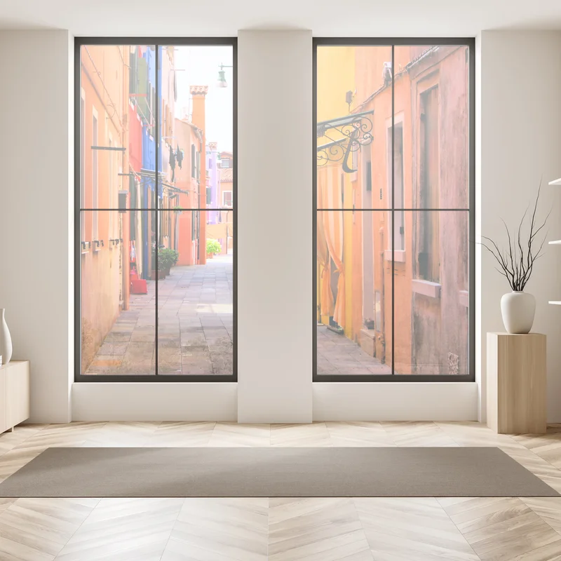 Fensteraufkleber bunte mediterrane gasse