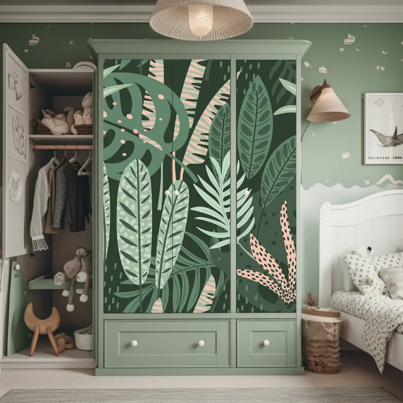 Schrankaufkleber tropisches blattmuster Schrankaufkleber tropisches blattmuster