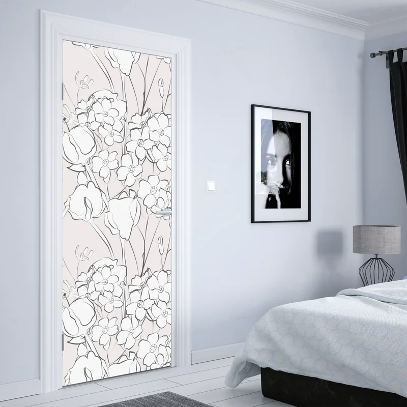 Türaufkleber zartes pastellblumenmuster