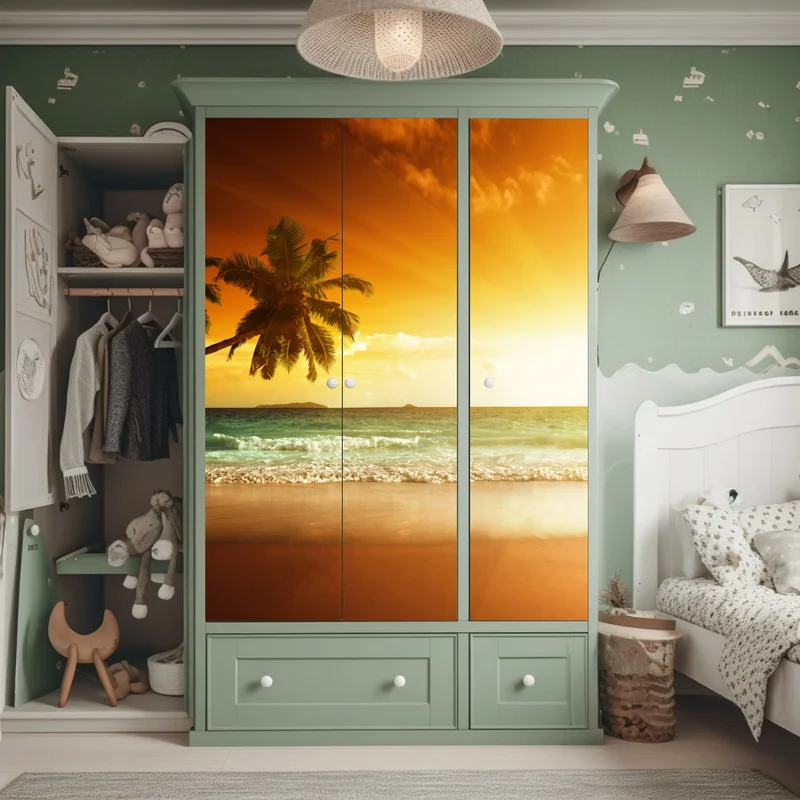 Schrankaufkleber tropischer sonnenuntergang am strand Schrankaufkleber tropischer sonnenuntergang am strand