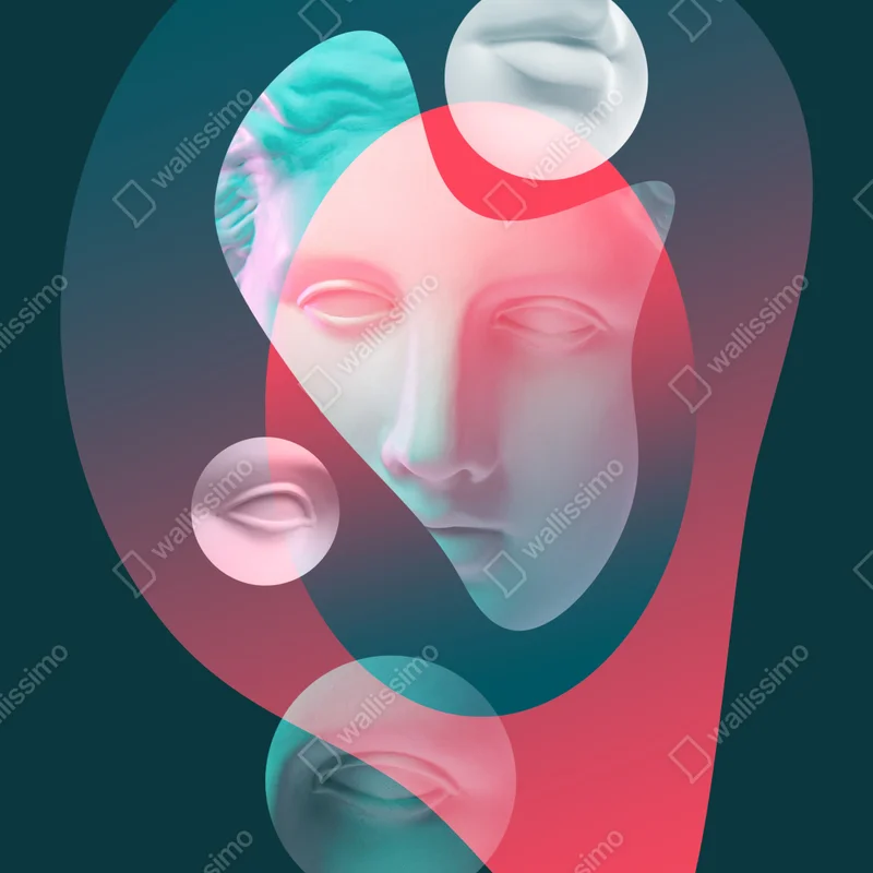 Leinwandbild surreales klassisches gesicht im duoton Leinwandbild surreales klassisches gesicht im duoton