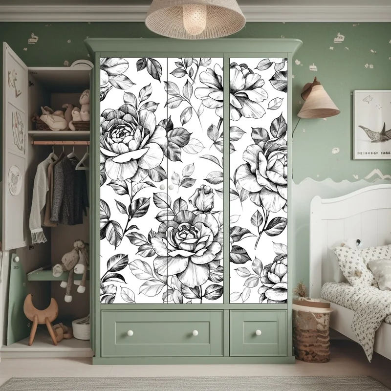 Schrankaufkleber handgezeichnetes rosenmuster