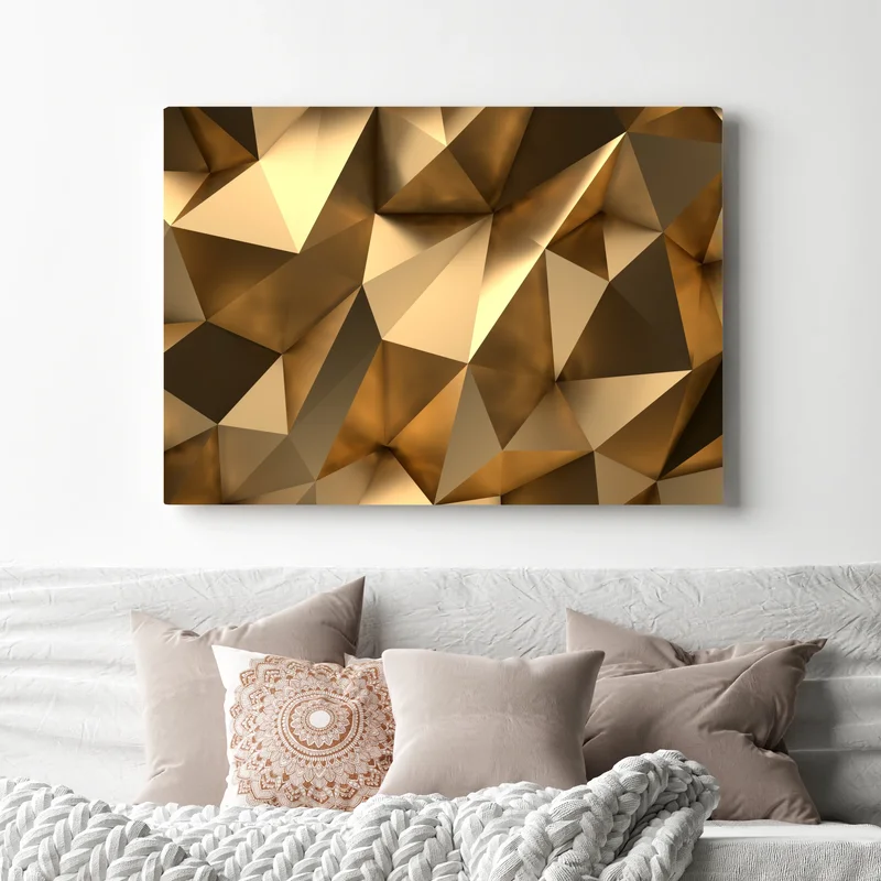 Leinwandbild goldene geometrische facetten Leinwandbild goldene geometrische facetten