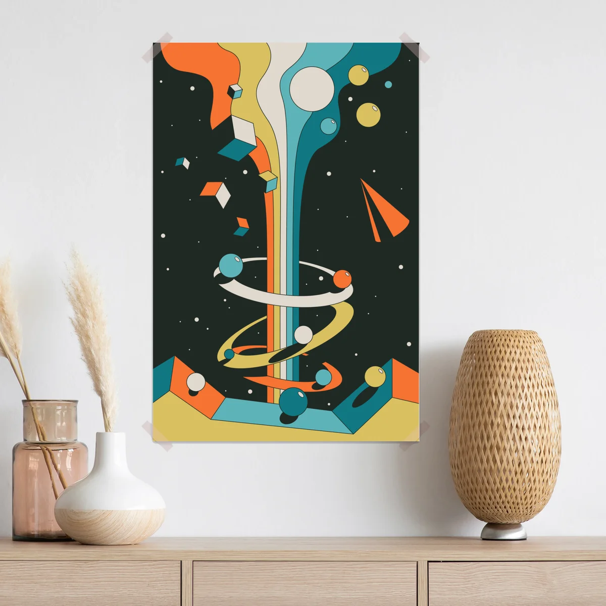 Poster retro geometrischer kosmischer fluss • Poster bei Wallnifity® Poster retro geometrischer kosmischer fluss • Poster bei Wallnifity®